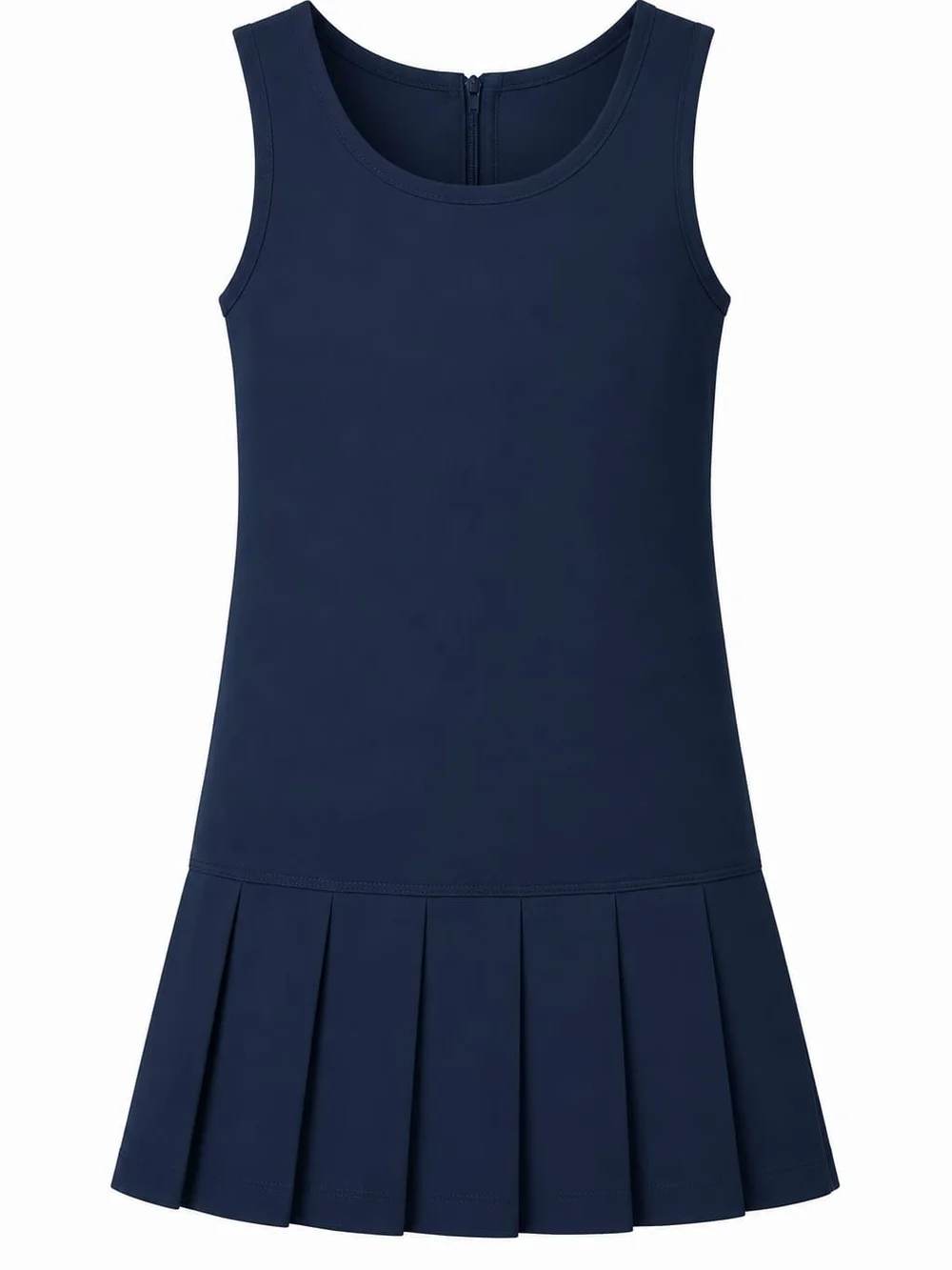 Premium Wear Girls' Front-Button Pleated School Uniform Jumper Navy Blue